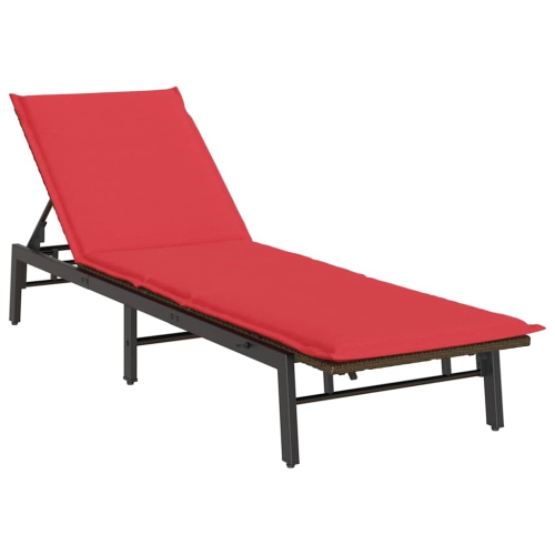 VIDAXL  Sun Lounger With Cushion Poly Rattan In Brown