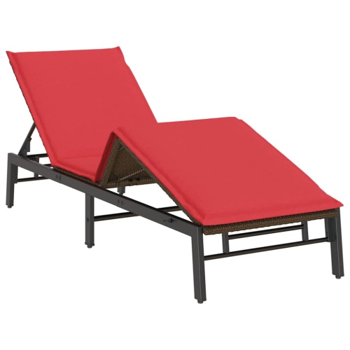 vidaXL Sun Lounger with Cushion Brown Poly Rattan