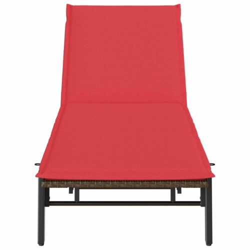 vidaXL Sun Lounger with Cushion Brown Poly Rattan