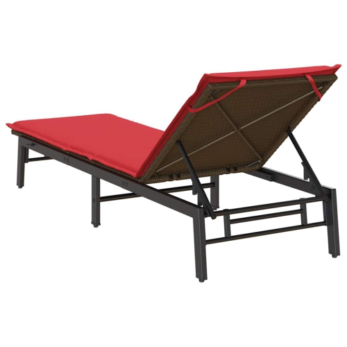 vidaXL Sun Lounger with Cushion Brown Poly Rattan