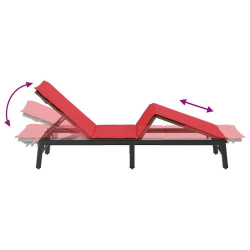 vidaXL Sun Lounger with Cushion Brown Poly Rattan