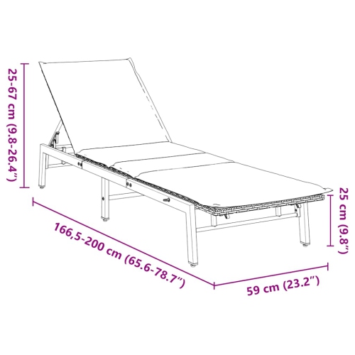 vidaXL Sun Lounger with Cushion Brown Poly Rattan