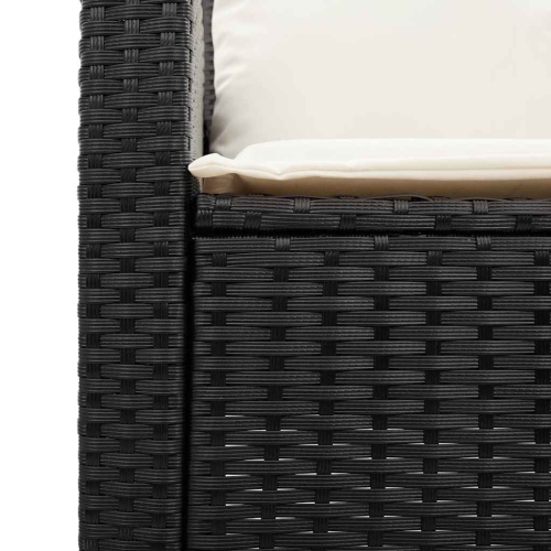 Divan de jardin vidaXL 3 places avec coussins et table en rotin poly noir