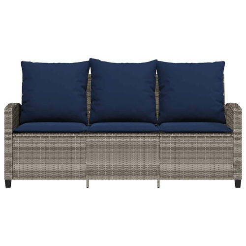 Divan de jardin vidaXL 3 places avec coussins et table gris poly rotin
