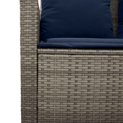 Divan de jardin vidaXL 3 places avec coussins et table gris poly rotin