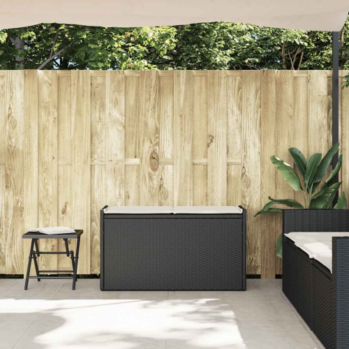 vidaXL Outdoor Storage Bench with Cushion Black 100 cm Poly Rattan