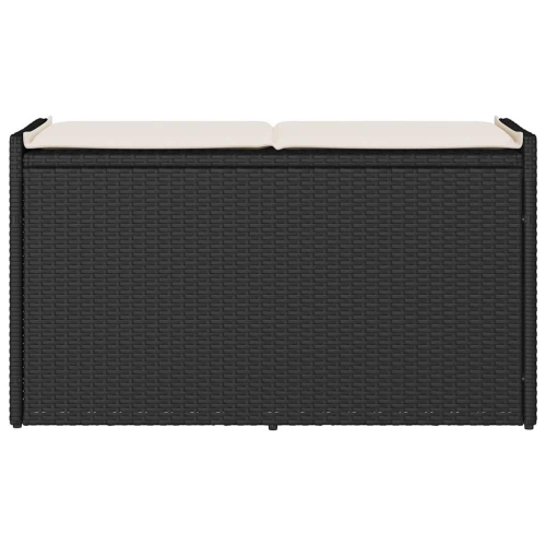 vidaXL Outdoor Storage Bench with Cushion Black 100 cm Poly Rattan