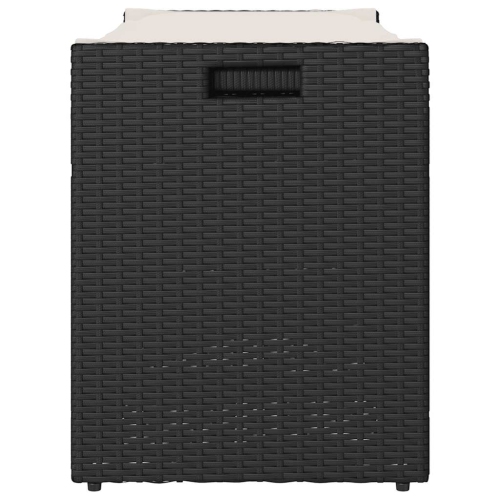 vidaXL Outdoor Storage Bench with Cushion Black 100 cm Poly Rattan