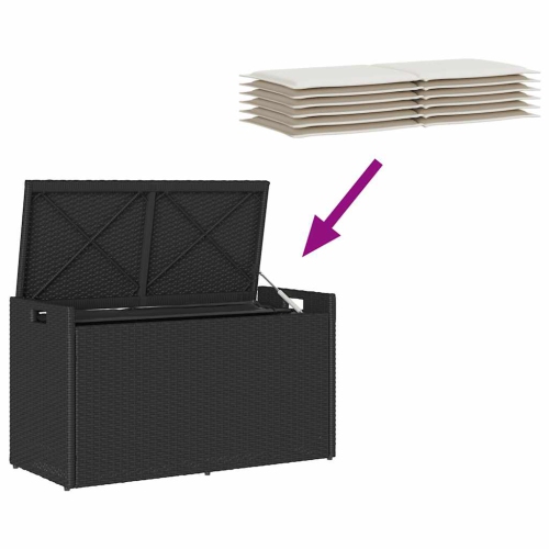 vidaXL Outdoor Storage Bench with Cushion Black 100 cm Poly Rattan