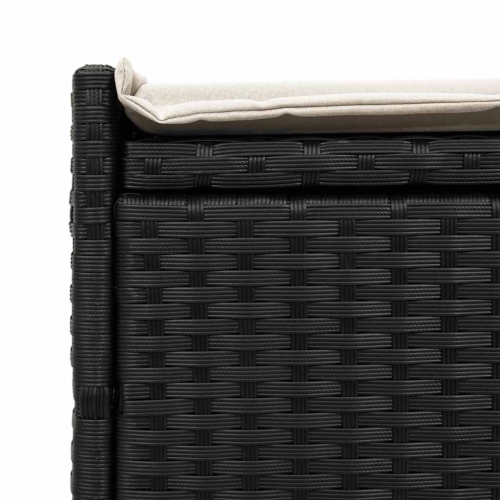 vidaXL Outdoor Storage Bench with Cushion Black 100 cm Poly Rattan