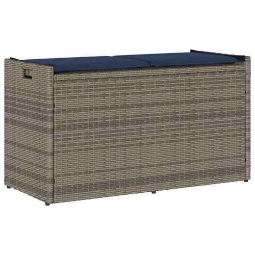 vidaXL Outdoor Storage Bench with Cushion Grey 100 cm Poly Rattan