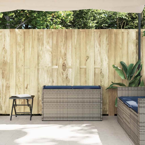vidaXL Outdoor Storage Bench with Cushion Grey 100 cm Poly Rattan