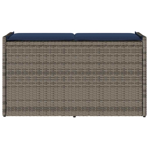 vidaXL Outdoor Storage Bench with Cushion Grey 100 cm Poly Rattan