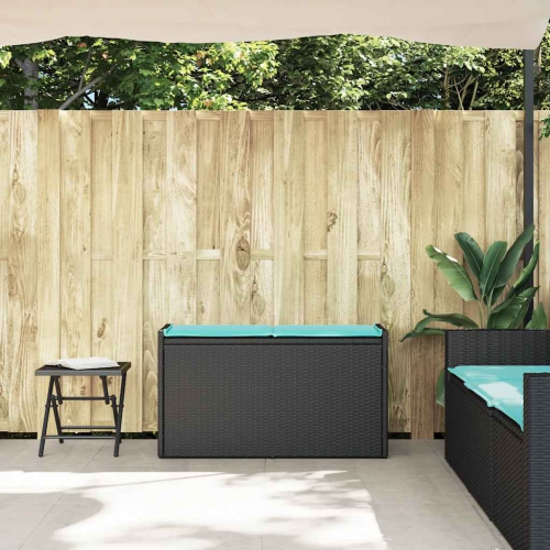 vidaXL Outdoor Storage Bench with Cushion Black 100 cm Poly Rattan
