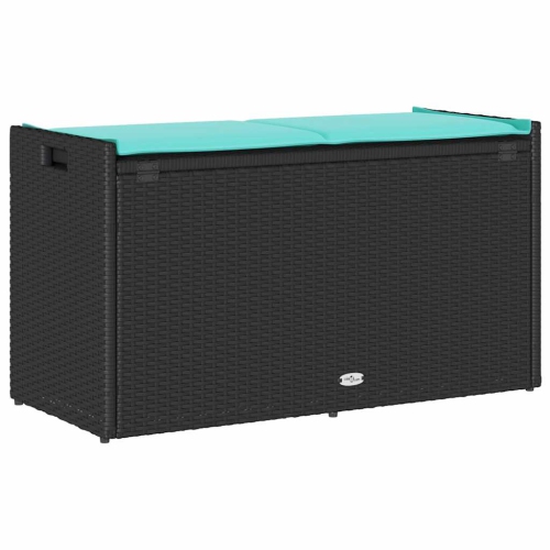 vidaXL Outdoor Storage Bench with Cushion Black 100 cm Poly Rattan