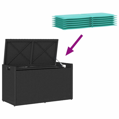 vidaXL Outdoor Storage Bench with Cushion Black 100 cm Poly Rattan