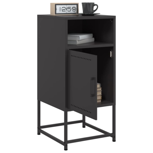 vidaXL Bedside Cabinet Black 36x39x78 cm Steel