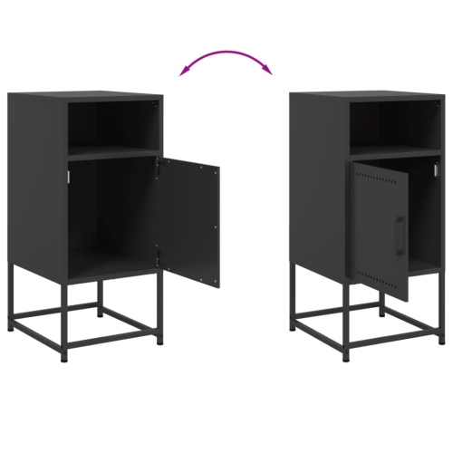 vidaXL Bedside Cabinet Black 36x39x78 cm Steel