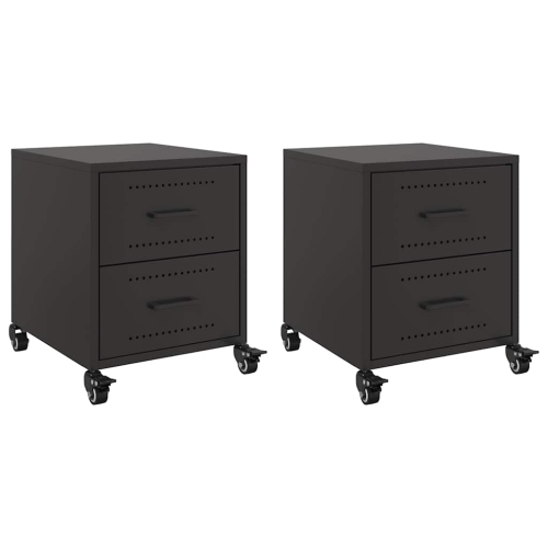 vidaXL Bedside Cabinets 2 pcs Black 36x39x43.5 cm Steel