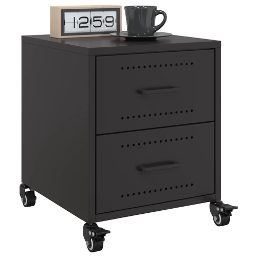 vidaXL Bedside Cabinets 2 pcs Black 36x39x43.5 cm Steel