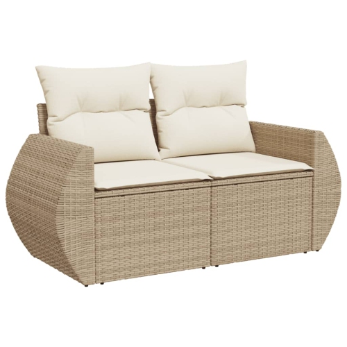 vidaXL 9 Piece Garden Sofa Set with Cushions Beige Poly Rattan