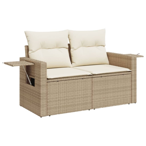 Ensemble de 11 pièces avec divan de jardin et coussins en rotin polyester beige VidaXL