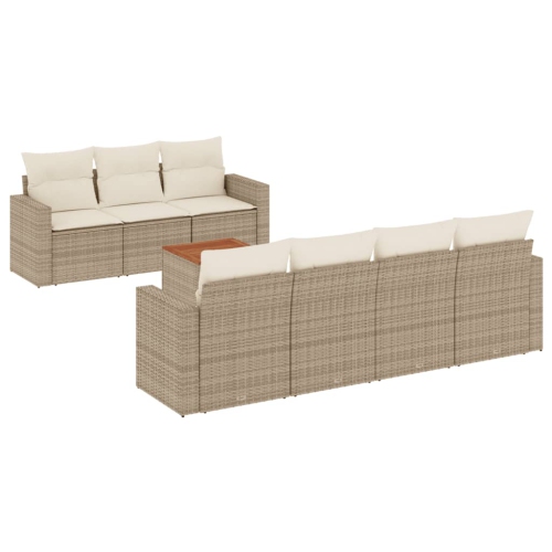 Ensemble de 8 pièces avec divan de jardin et coussins en rotin polyester beige VidaXL