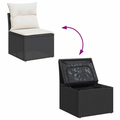 Ensemble de 4 pièces avec canapé de jardin et coussins en rotin de polyester noir VidaXL