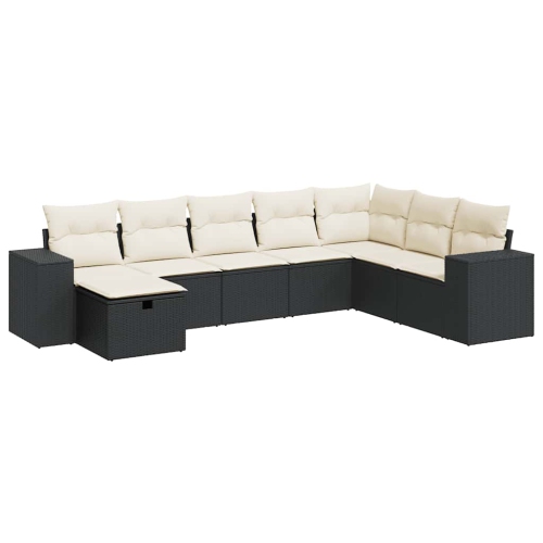 vidaXL 8 Piece Garden Sofa Set with Cushions Black Poly Rattan