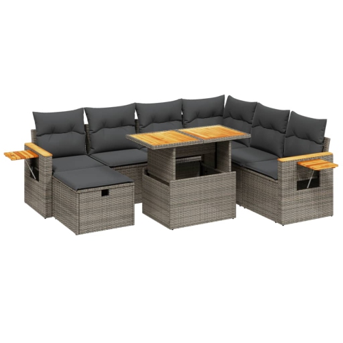 vidaXL 8 Piece Garden Sofa Set with Cushions Grey Poly Rattan