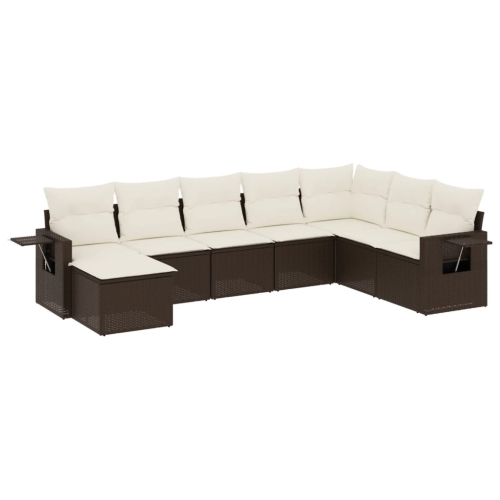 vidaXL 9 Piece Garden Sofa Set with Cushions Brown Poly Rattan