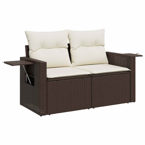 vidaXL 10 Piece Garden Sofa Set with Cushions Brown Poly Rattan
