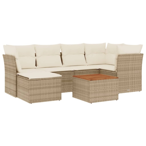 vidaXL 7 Piece Garden Sofa Set with Cushions Beige Poly Rattan
