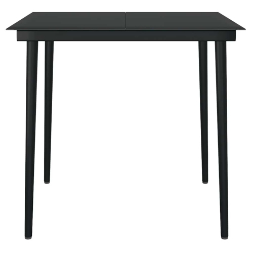 vidaXL 3 Piece Garden Dining Set with Cushions Black Poly Rattan Glass