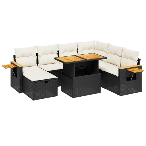 vidaXL 8 Piece Garden Sofa Set with Cushions Black Poly Rattan