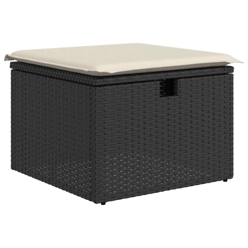 Ensemble de 9 pièces avec divan de jardin et coussins en poly/rotin/acacia noir VidaXL