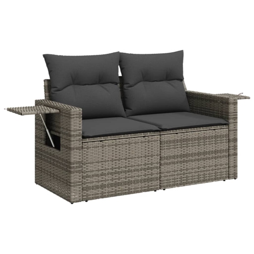 vidaXL 10 Piece Garden Sofa Set with Cushions Grey Poly Rattan