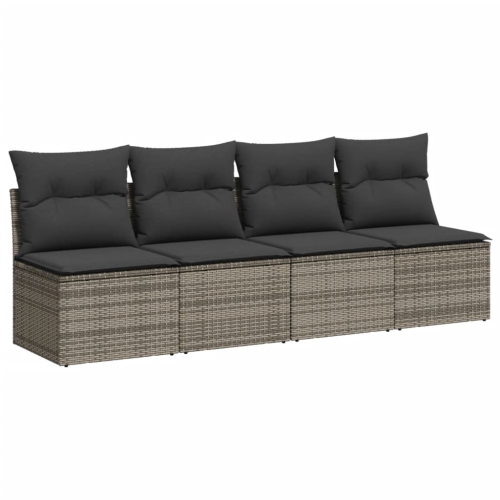 vidaXL 10 Piece Garden Sofa Set with Cushions Grey Poly Rattan