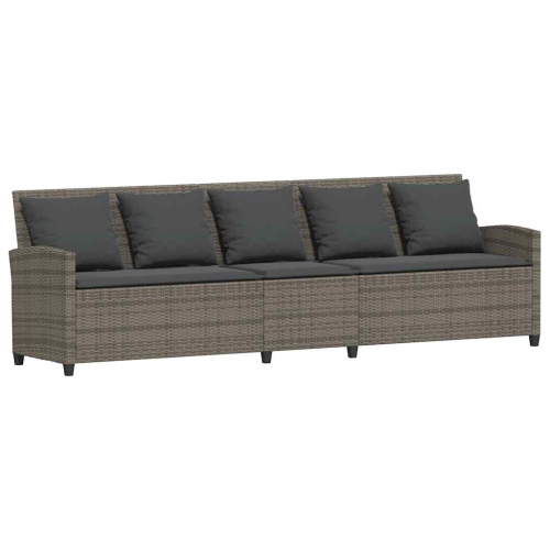 vidaXL Garden Sofa with Cushions Grey Poly Rattan