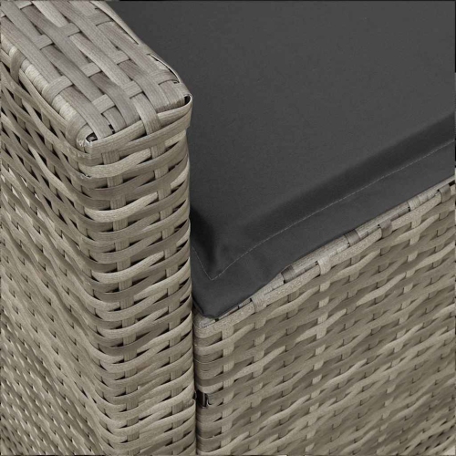 vidaXL Garden Sofa with Cushions Grey Poly Rattan