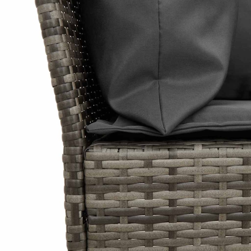 vidaXL Garden Sofa with Cushions Grey Poly Rattan