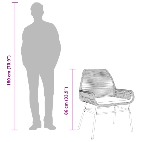 Ensemble de salle à manger de jardin vidaXL 3 pièces avec coussins en verre de rotin et polyester gris