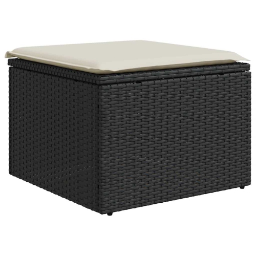 Ensemble de 9 pièces avec divan de jardin et coussins en poly/rotin/acacia noir VidaXL
