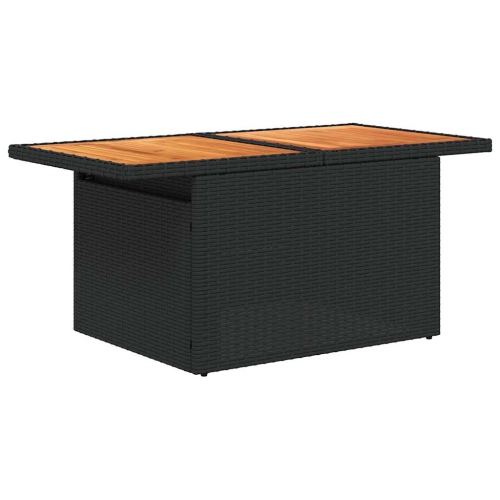 Ensemble de 9 pièces avec divan de jardin et coussins en poly/rotin/acacia noir VidaXL