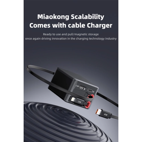 Charger 84W with retractable cable fast charging head for Apple mobile phone charging head 84W four-port travel wall fast charger with retractable