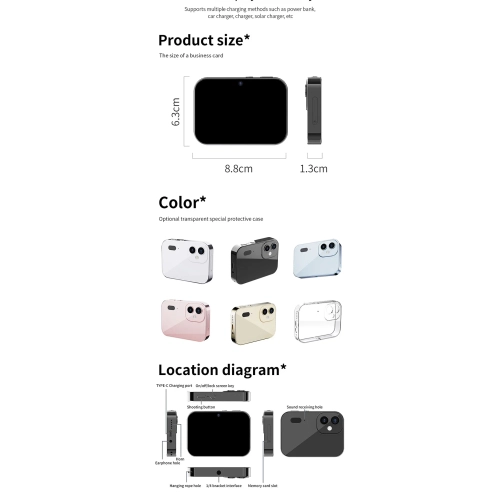 D6 three-camera CCD high-definition digital camera, movie music smart camera, touch screen student card camera-D6 white standard + card reader + 32G