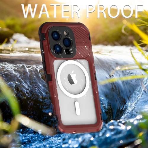 For Apple iPhone 14 promax Waterproof Phone Case Metal Waterproof Case Diving Protection, [Compatible with Magsafe] Shockproof/Dustproof Full Body