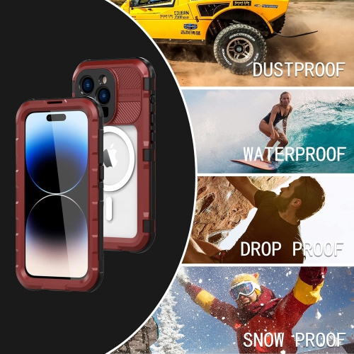 For Apple iPhone 14 promax Waterproof Phone Case Metal Waterproof Case Diving Protection, [Compatible with Magsafe] Shockproof/Dustproof Full Body