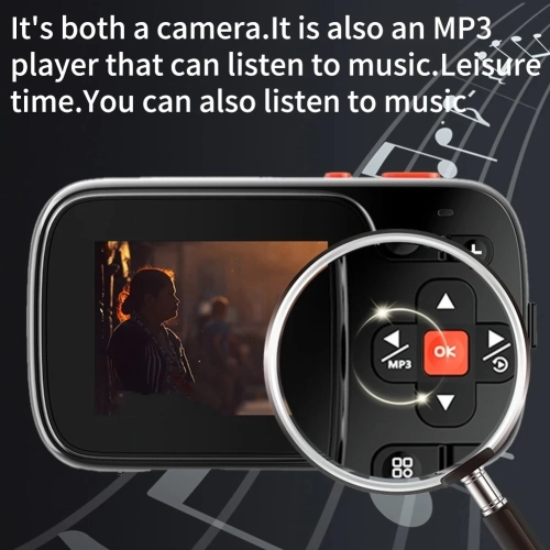 Dual-screen HD digital camera, 16x digital zoom, auto focus, 1.54-inch HD display, 720,000-pixel HD camera, suitable for travel and portable