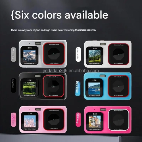 Dual-screen Selfie HD pixel camera, 72-megapixel HD digital camera, 2.4-inch front, 1.5-inch rear, dual-screen student MP3 player, music player,